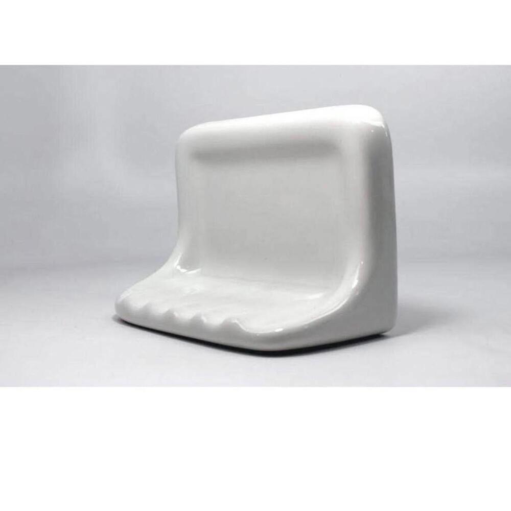 Bath Accessory Shower Soap Dish Tray White Ceramic Thinset Mount 6-1/2" x 4-7/8"